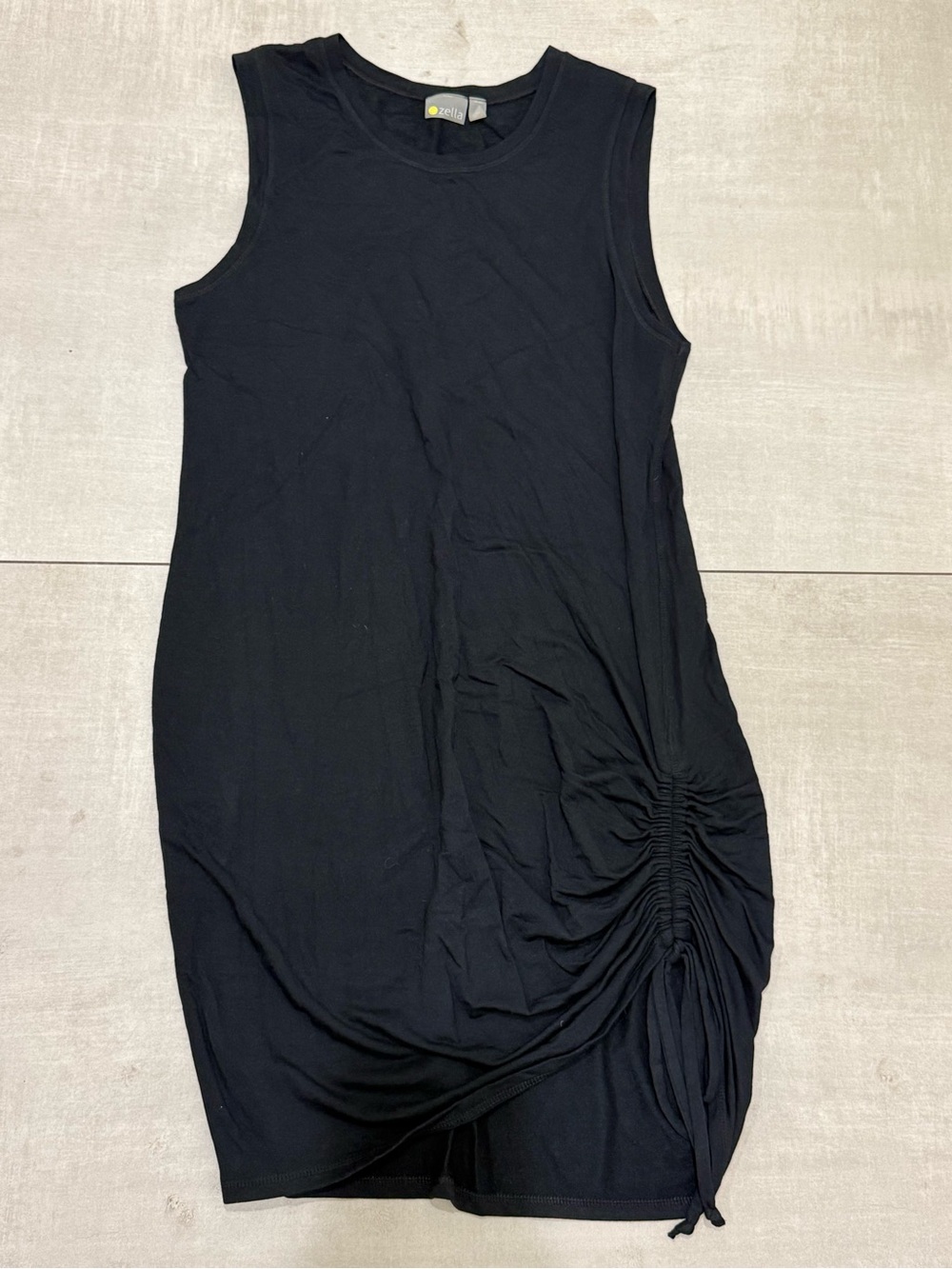 ZELLA Sleeveless Black Ruched Side Dress - SIZE XL